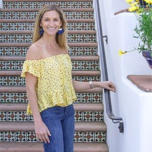 Sunshine dot off the shoulder blouse